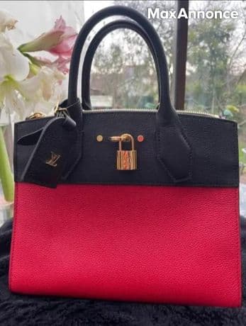  sac à main Louis Vuitton - Modèle City Steamer noir / rouge