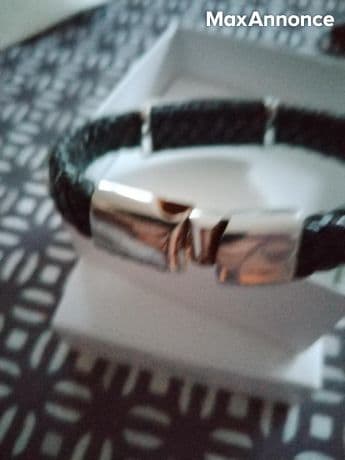 BRACELET EN CUIR tresse avec fermoir 