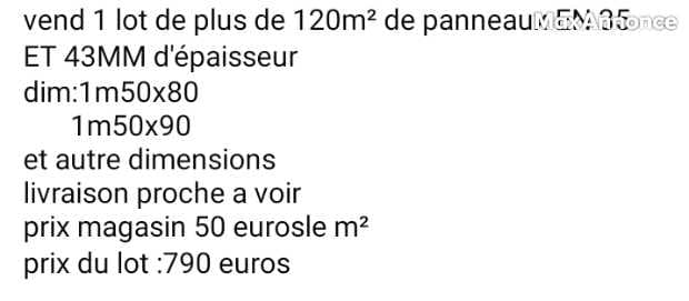 Je vends panneaux sandwich 