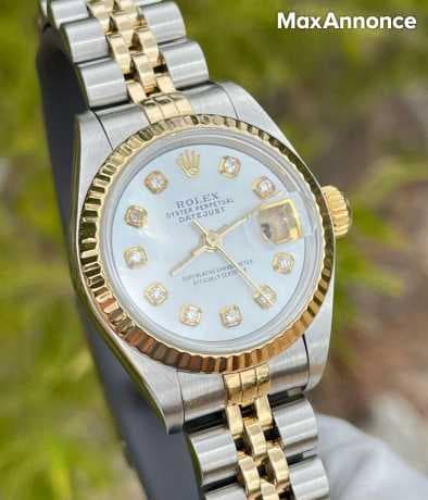 Rolex 69173 Femme Datejust 26 Jaune Or & Acier Nacre Diamant