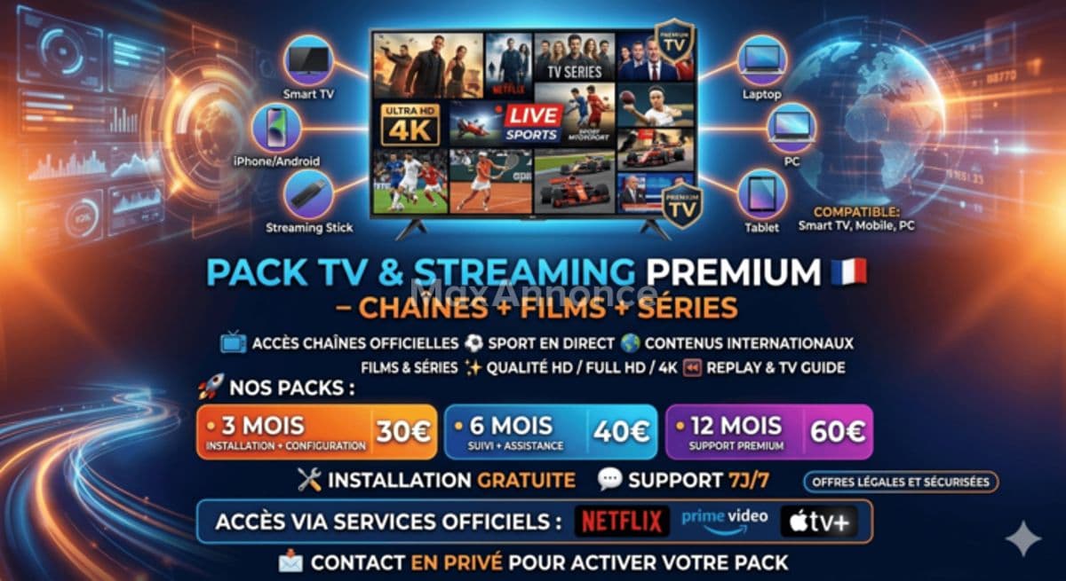 PACK TV STREAMING PREMIUM CHAÎNES + FILMS + SÉRIES