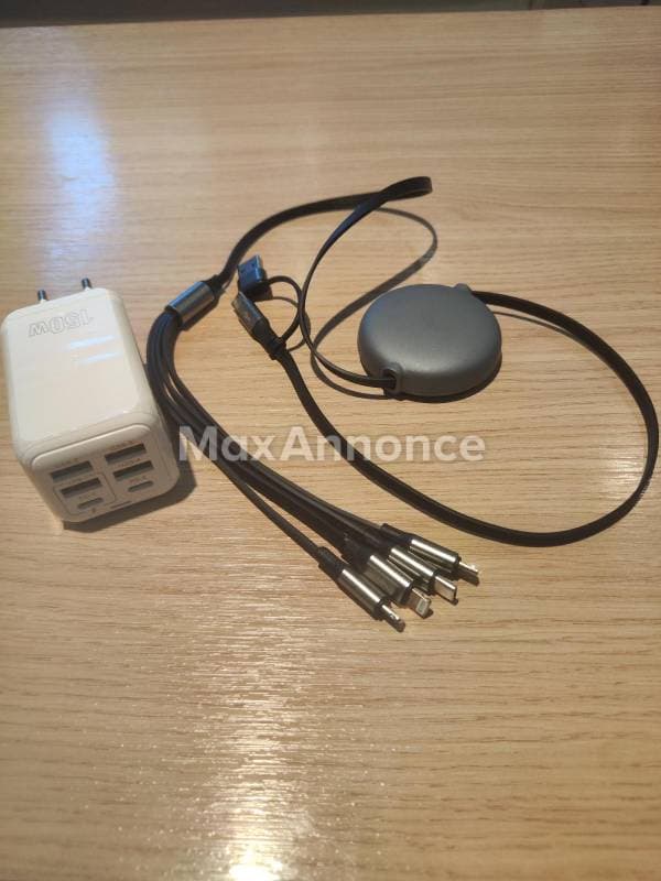 Bloc de charge multiprises 150 watts+câble charges rapides