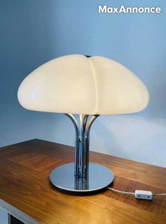Lampe de table vintage Quadrifoglio en chrome par Luigi Mass